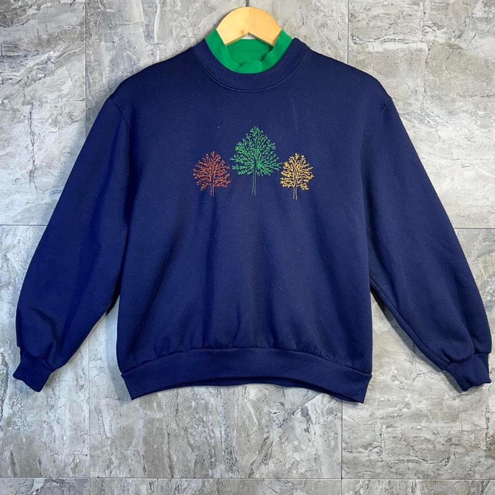 BonWorth Embroidered tree sweatshirt in navy and multi-colour streetwear Woman L